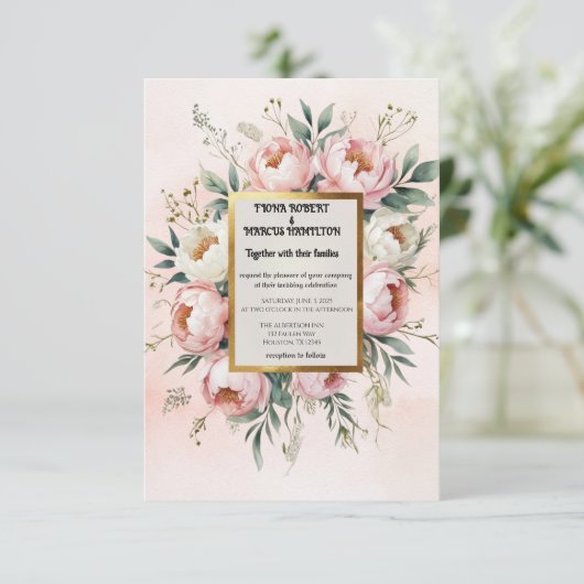Romantische Boho Blush Roze Ivoor Huwelijk Save The Date (Staand voorkant)