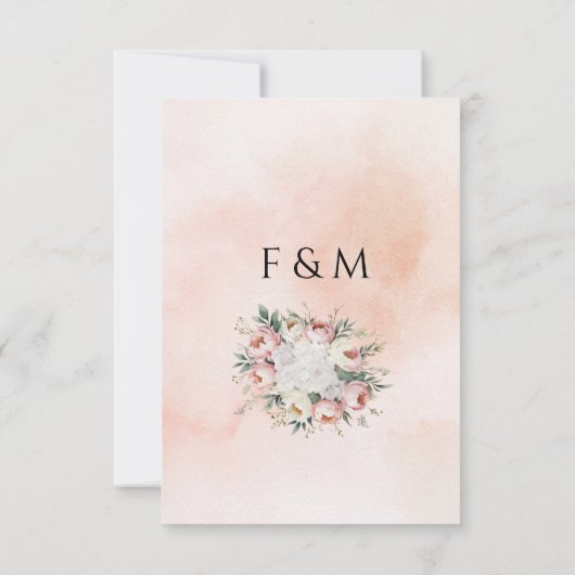 Romantische Boho Blush Roze Ivoor Huwelijk Save The Date (Achterkant)