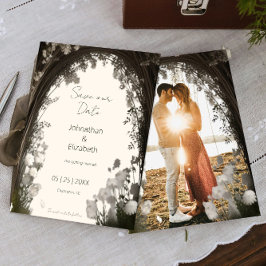 Romantische Boho Botanische Boog Foto Bewaar de da Save The Date