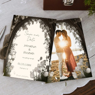 Romantische Boho Botanische Boog Foto Bewaar de da Save The Date