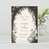 Romantische Boho Botanische Boog Foto Bewaar de da Save The Date (Staand voorkant)