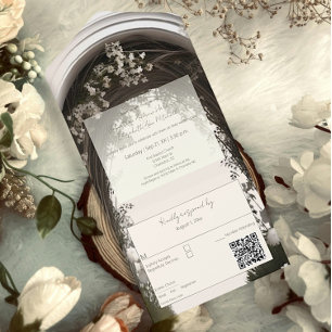 Romantische Boho Botanische Boog Huwelijk All In One Uitnodiging