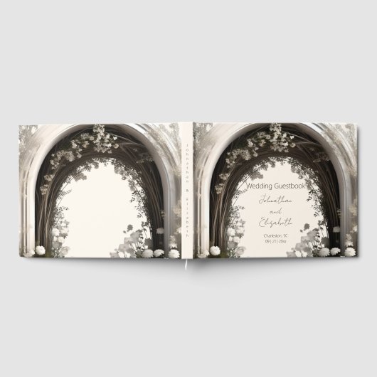 Romantische Boho Botanische Boog Huwelijk Gastenboek (Volledig)