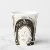 Romantische Boho Botanische Boog Huwelijk Papieren Bekers (Voorkant)
