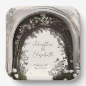 Romantische Boho Botanische Boog Huwelijk Papieren Bordje (Voorkant)