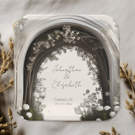 Romantische Boho Botanische Boog Huwelijk Papieren Bordje