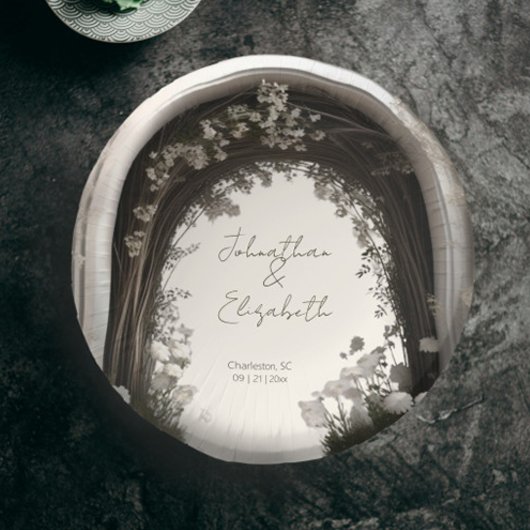 Romantische Boho Botanische Boog Huwelijk Papieren Kommen