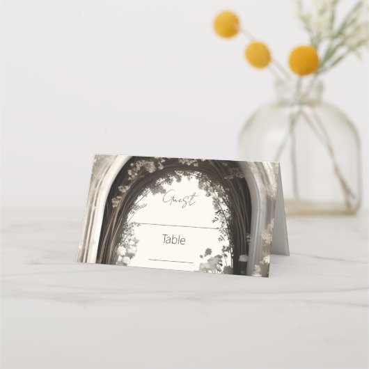 Romantische Boho Botanische Boog Huwelijk Plaatskaartje (Voorkant)
