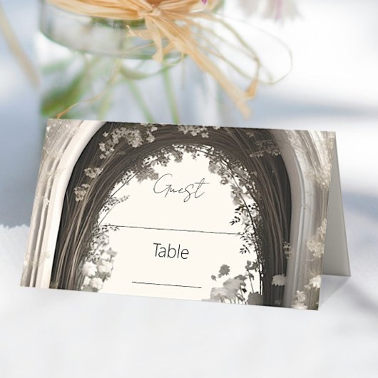 Romantische Boho Botanische Boog Huwelijk Plaatskaartje