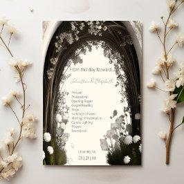 Romantische Boho Botanische Boog Huwelijk Programmakaart