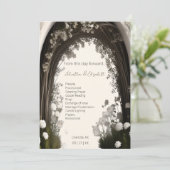 Romantische Boho Botanische Boog Huwelijk Programmakaart (Staand voorkant)