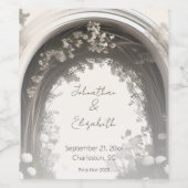 Romantische Boho Botanische Boog Huwelijk Wijn Etiket (Enkel label)