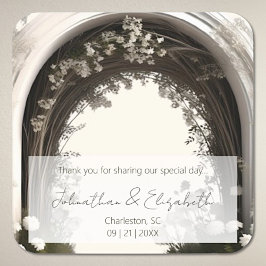 Romantische Boho Botanische Boog Huwelijksgunst Vierkante Sticker