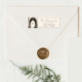 Romantische Boho Botanische boog Monogram Adres Etiket