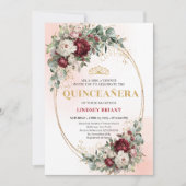 Romantische Boho Diep Rode Bloemen Gouden Quince U Kaart (Voorkant)