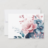 Romantische Boho Dusty Blue Floral Wedding RSVP QR (Achterkant)