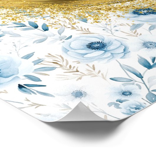 Romantische Boho Dusty Blue Gold Wedding 8x10 Cust Poster (Hoek)