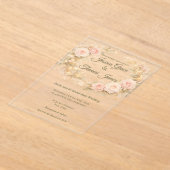 Romantische Boho Elegante Roos Acryl Uitnodigingen (Laagn)