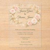 Romantische Boho Elegante Roos Acryl Uitnodigingen (Voorkant)