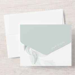 Romantische Boho Eucaliptus in Mint Waterverf Kuns All In One Uitnodiging
