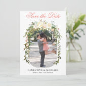 Romantische Boho Floral Arch Flat Save the Date Ka (Staand voorkant)