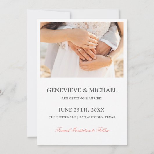 Romantische Boho Floral Arch Flat Save the Date Ka (Achterkant)