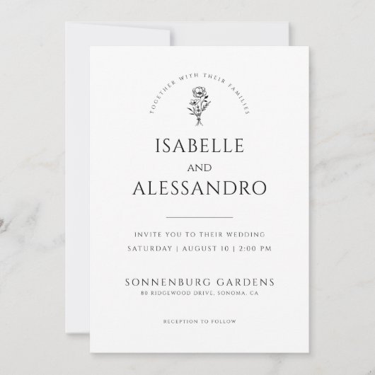 Romantische Boho Fotobruiloft | Moderne minimalist Kaart (Voorkant)