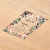 Romantische Boho Garden Floral Wedding Script Acryl Uitnodigingen (Laagn)