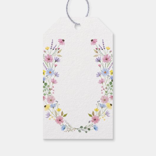 Romantische Boho Garden Wildflower bruiloft Cadeaulabel (Achterkant)