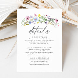 Romantische Boho Garden Wildflower Wedding Details Informatiekaartje