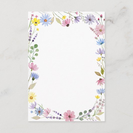 Romantische Boho Garden Wildflower Wedding Details Informatiekaartje (Achterkant)