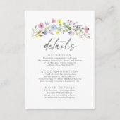 Romantische Boho Garden Wildflower Wedding Details Informatiekaartje (Voorkant)