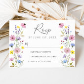 Romantische Boho Garden Wildflower Wedding RSVP Ka Kaart