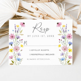 Romantische Boho Garden Wildflower Wedding RSVP Ka Kaart