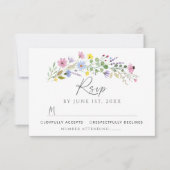 Romantische Boho Garden Wildflower Wedding RSVP Ka Kaart (Voorkant)