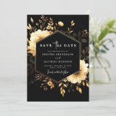 Romantische Boho Gold en Black Wedding Save The Date (Staand voorkant)