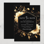 Romantische Boho Gold en Black Wedding Save The Date (Voorkant / Achterkant)