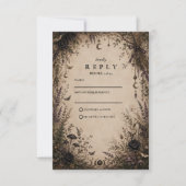 Romantische Boho Goth Huwelijk RSVP Kaartje (Voorkant)