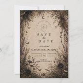 Romantische Boho Goth Huwelijk Save The Date (Voorkant)