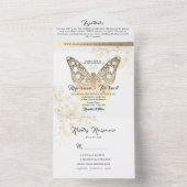 Romantische Boho Gouden Bruiloft All In One Uitnodiging (Binnen)
