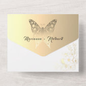 Romantische Boho Gouden Bruiloft All In One Uitnodiging (Achterkant)
