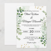 Romantische Boho Groene Huwelijksjubileum Uitnodig Kaart (Voorkant / Achterkant)