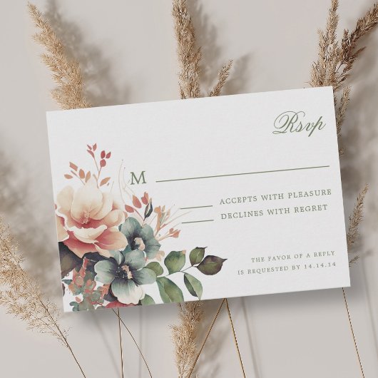 Romantische Boho Herfst Herfst Bloemen Huwelijk RS RSVP Kaartje