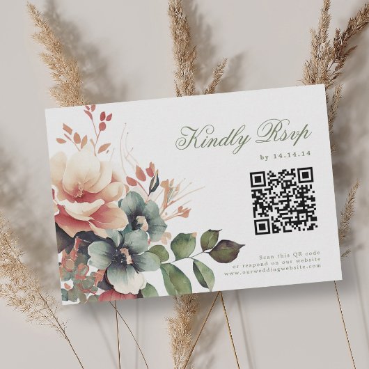 Romantische Boho Herfst Herfst Bloemen Huwelijk RS RSVP Kaartje