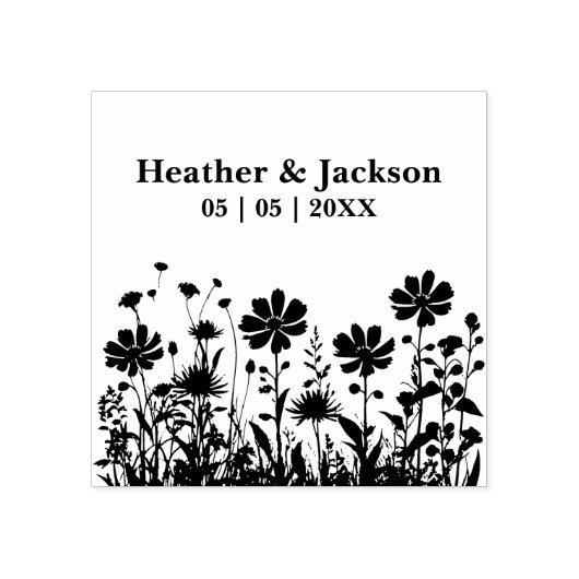 Romantische Boho Landelijke Wilde Bloemen Trouwnam Rubberstempel (Afrduk)