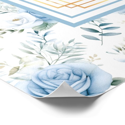 Romantische Boho Lichtblauw Goud Glitter Zitplaats Poster (Hoek)