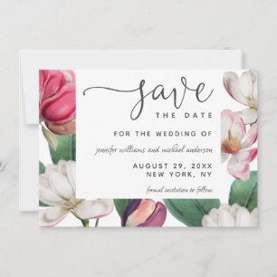 Romantische Boho Magnolia Bloemige Save the Date