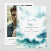 Romantische Boho Nautische bruiloft Save The Date (Voorkant / Achterkant)