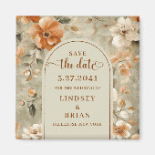 Romantische Boho Neutrale Beige Olijfgroene Bloeme Magneet (Voorkant)