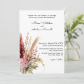 Romantische Boho Pampagras Bruiloft Kaart (Staand voorkant)